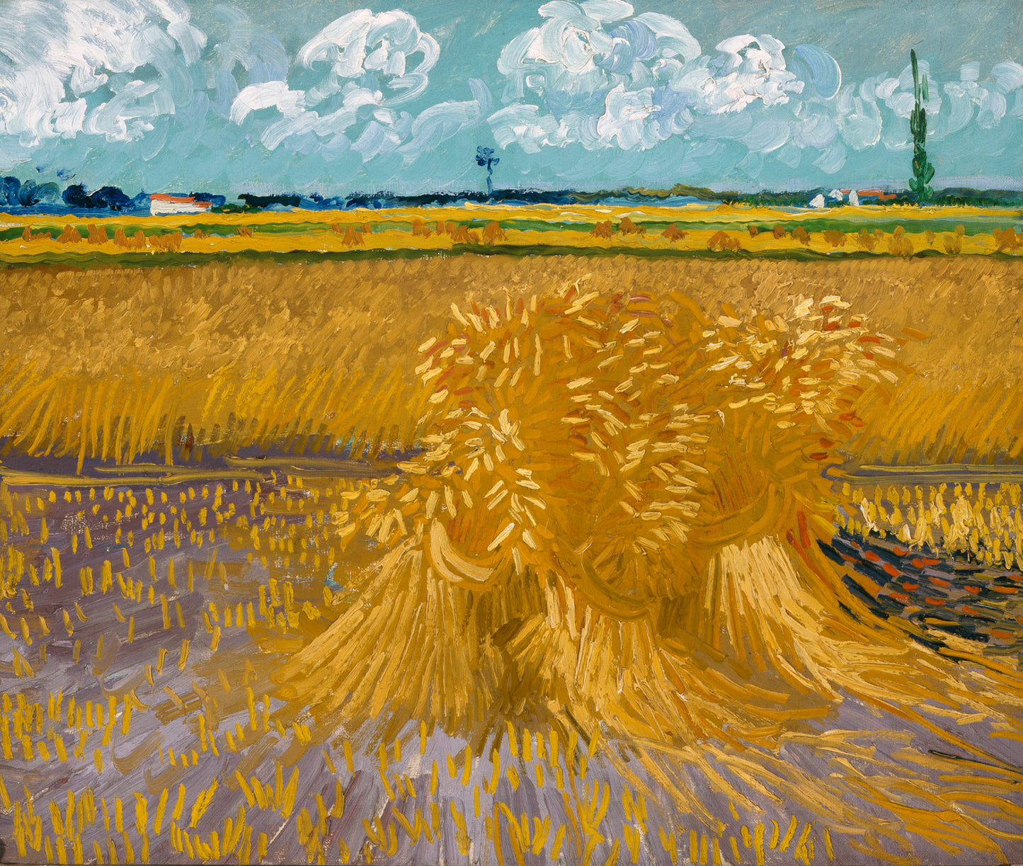 🌾 Pole pszenicy z snopkami – Vincent van Gogh (około 1885–1890)