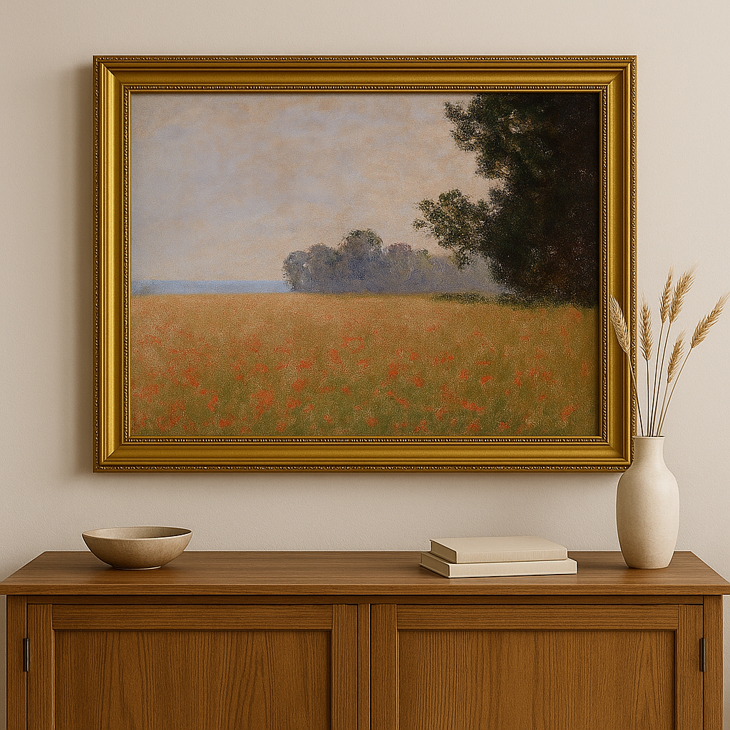 🌾 Pole owsa z makami – Claude Monet (około 1890)