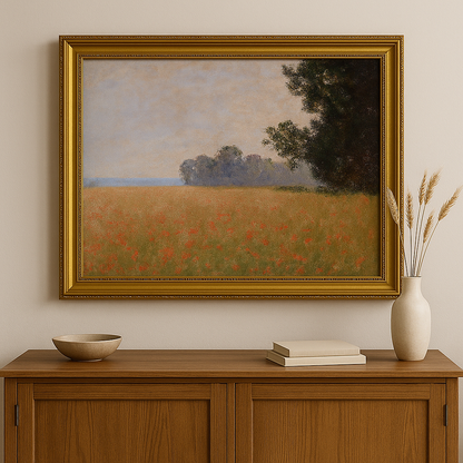 🌾 Pole owsa z makami – Claude Monet (około 1890)