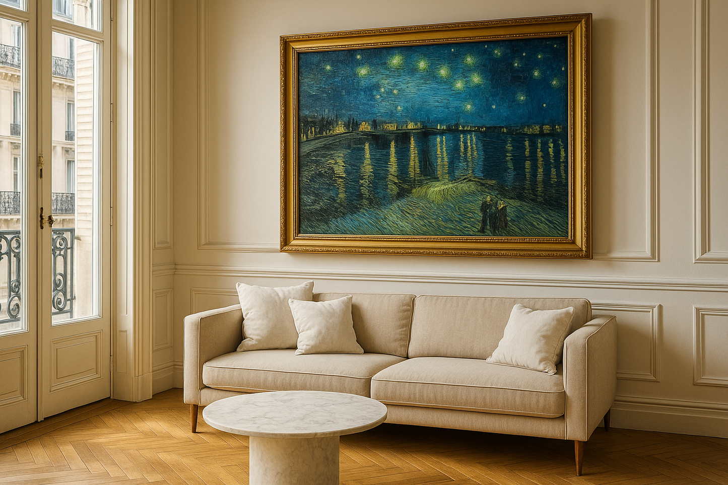 🖼️ Gwiaździsta noc nad Rodanem – Vincent van Gogh (1888)