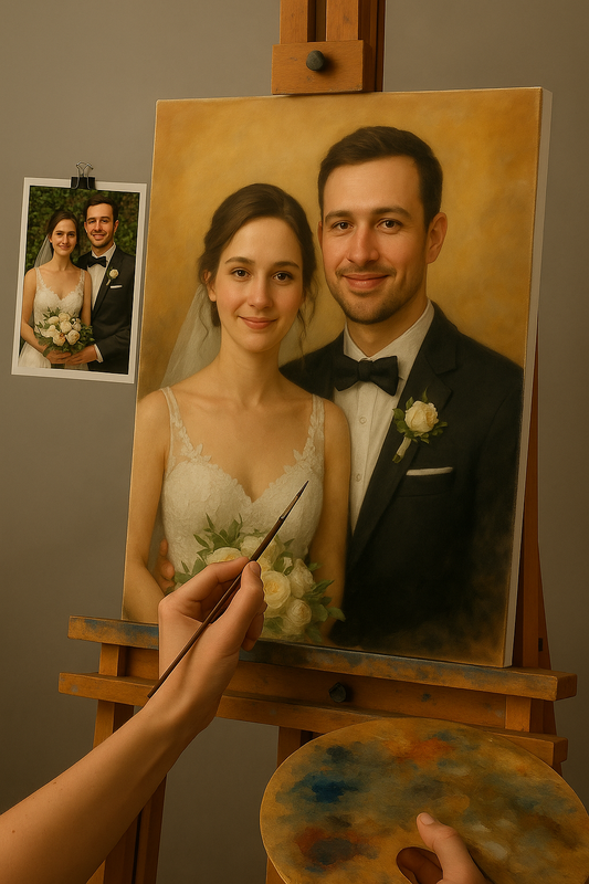 💍 Personalizowany Obraz Ślubny – Obraz Olejny Emocje i Elegancja