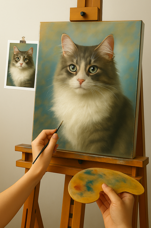 🎨 Spersonalizowany Portret Kota – Unikalny Obraz Olejny