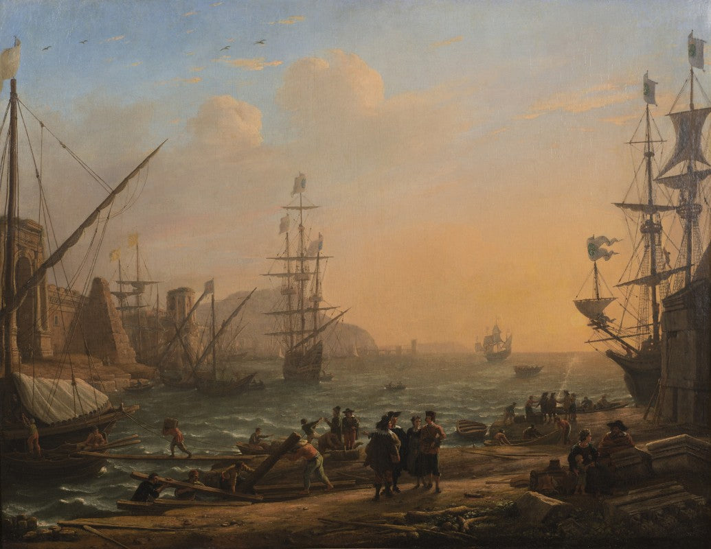 Soir : Un port maritime au coucher du soleil - Claude Lorrain