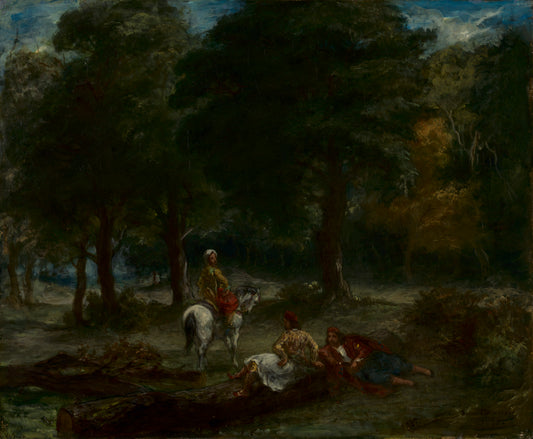 Reproduction du tableau « Cavaliers grecs au repos dans une forêt - Eugène Delacroix » par Alpha Reproduction en peinture à l’huile