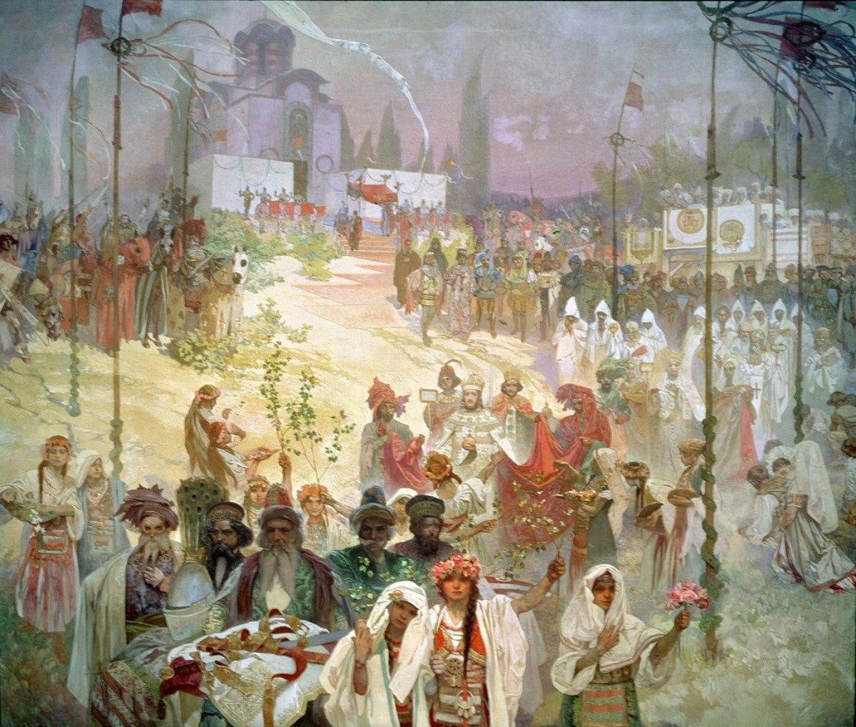 Koronacja serbskiego cara Stefana Dušana na cesarza bizantyjskiego - Alphonse Mucha