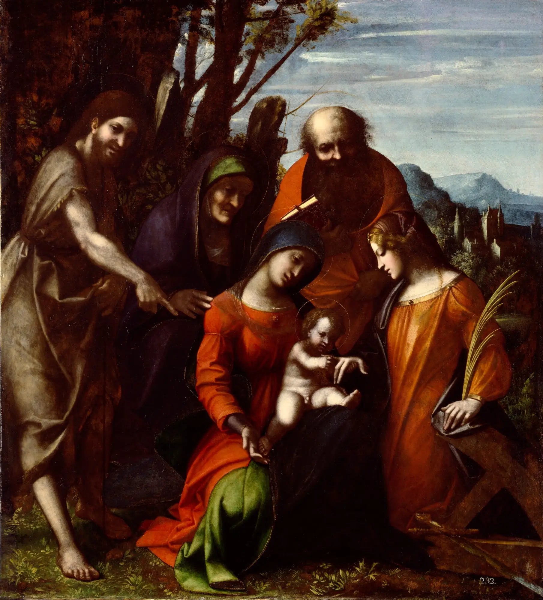 Mariage mystique de sainte Catherine d’Alexandrie et trois saints dans un paysage - Antonio da Correggio - Alpha