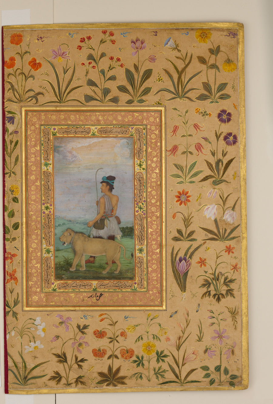 "Dervish With a Lion", Folio from the Shah Jahan Album - Padarath