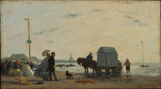 🐚 Scena na plaży w Trouville – Eugène Boudin (1863)