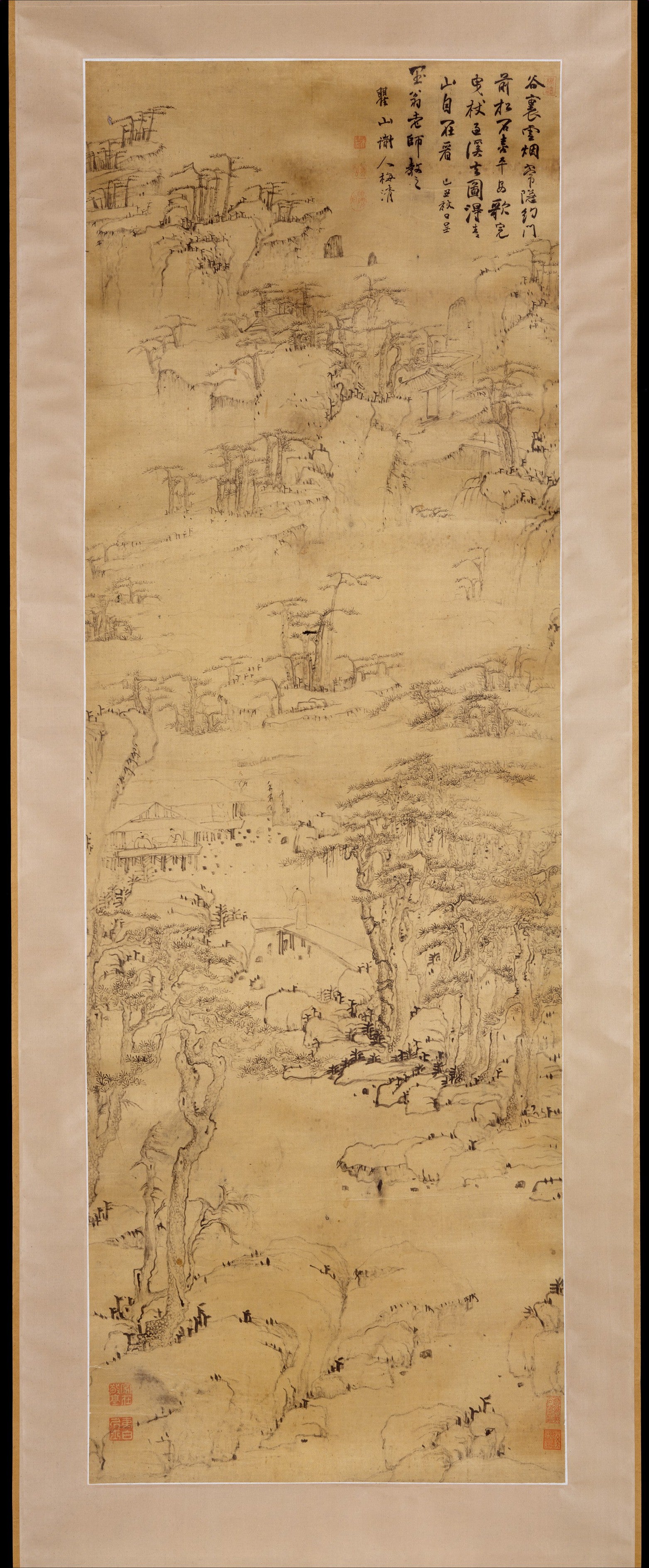 Strolling in a misty valley, Mei Qing, 1649 — peinture chinoise
