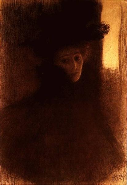 🎩 Dama w pelerynie i kapeluszu – Gustav Klimt (ok. 1897-1898)