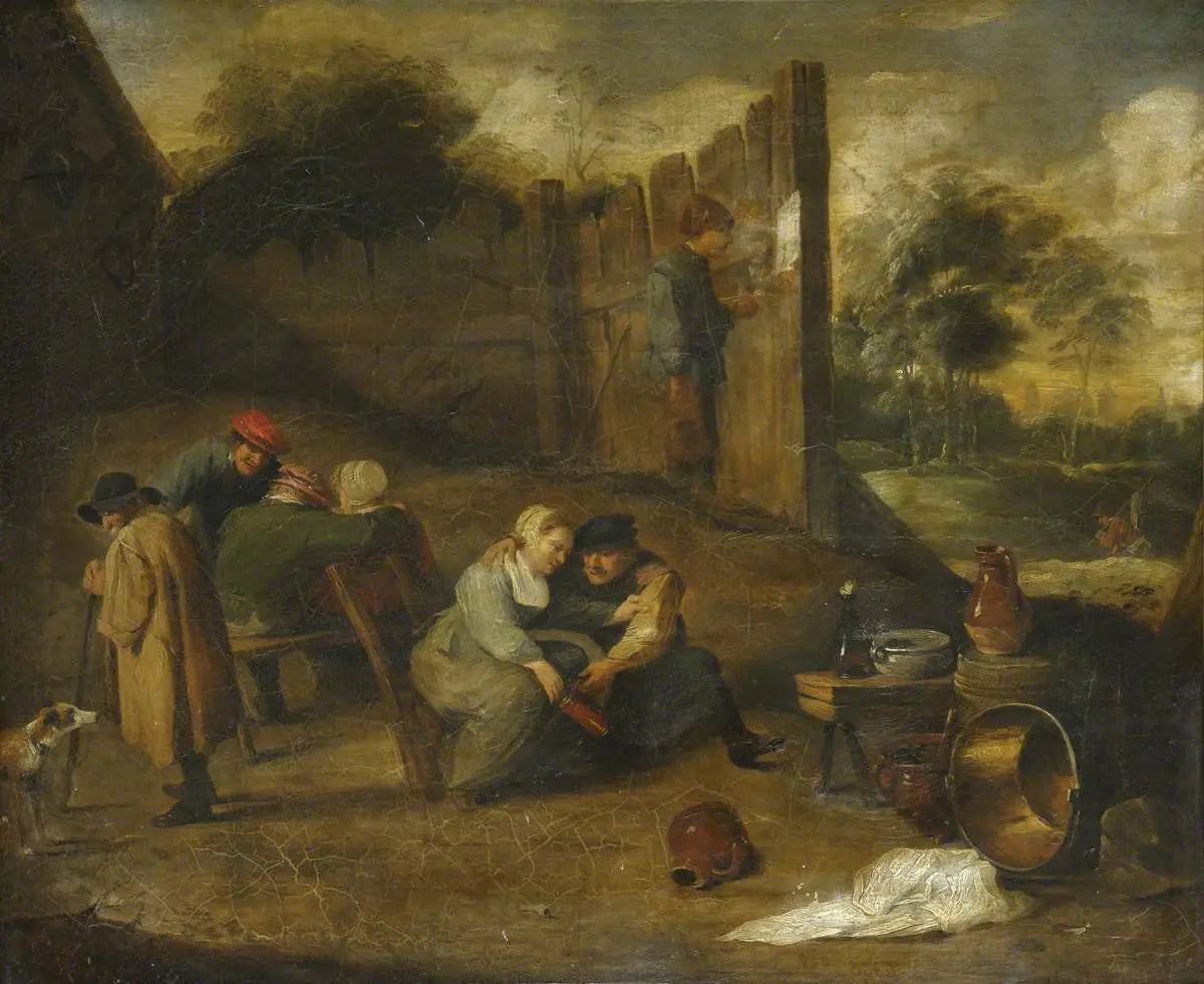 Un groupe de paysans devant une taverne - David Teniers le Jeune - Alpha Reproduction