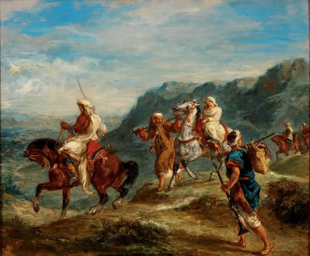 Reproduction du tableau « Arabes en voyage - Eugène Delacroix » par Alpha Reproduction en peinture à l’huile