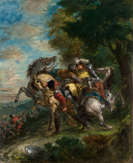 Reproduction du tableau « Weislingen capturé par les hommes de Götz - Eugène Delacroix » par Alpha Reproduction en peinture à l’huile