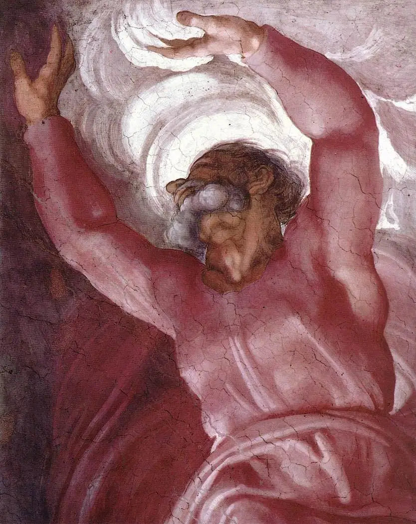 Reproduction du tableau « La Séparation de la lumière et des ténèbres - Michel-Ange » par Alpha Reproduction en peinture à l’huile