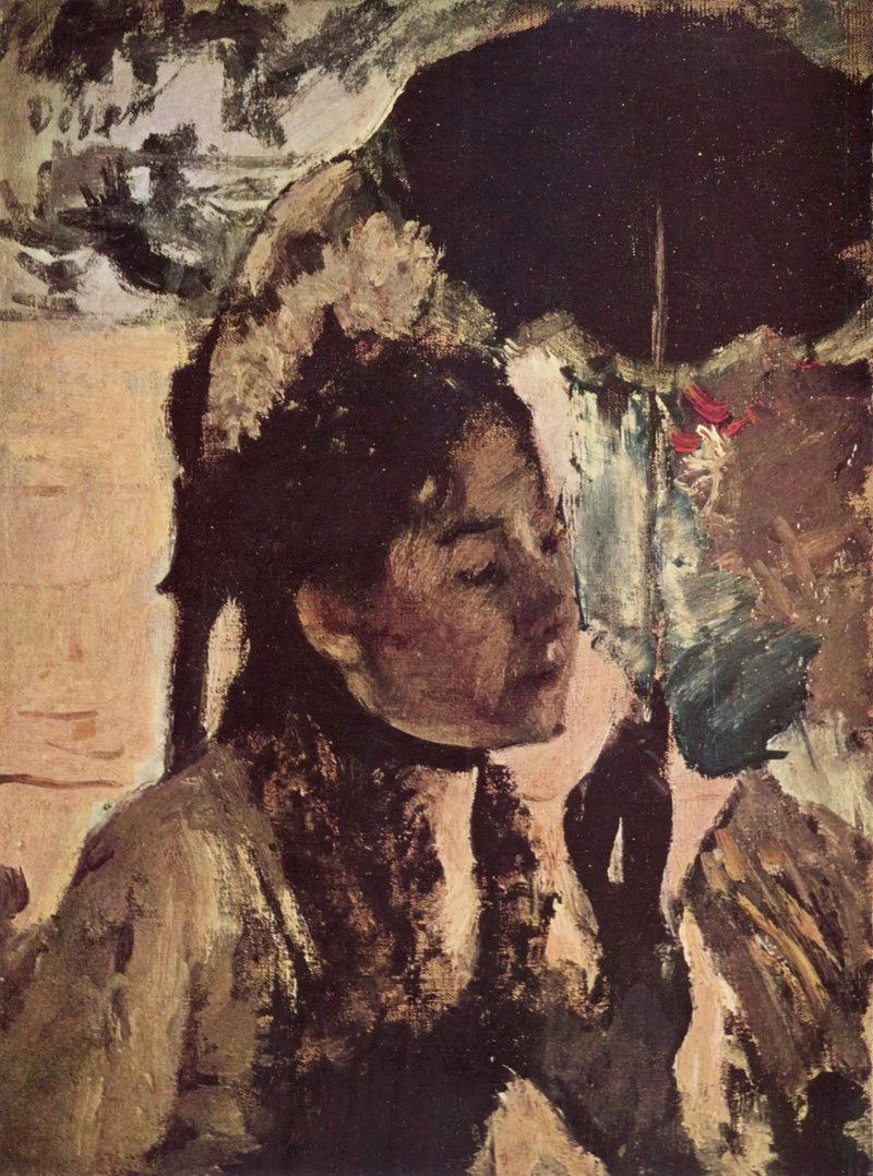 W Tuileries, Kobieta z parasolką - Edgar Degas