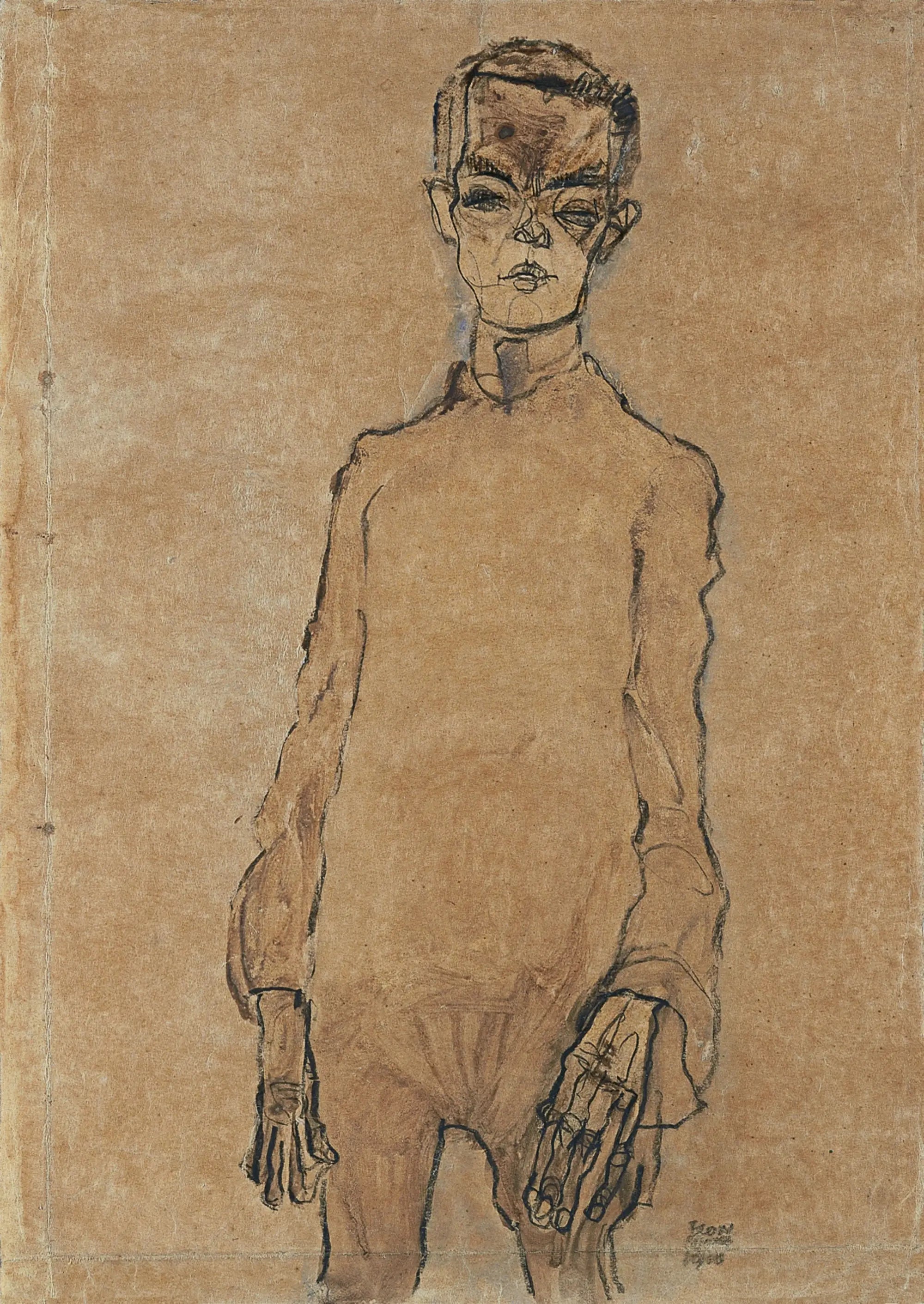 Reproduction du tableau « Autoportrait - Egon Schiele » par Alpha Reproduction en peinture à l’huile
