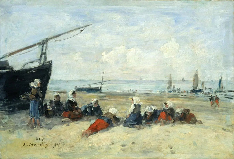 Berck, Rybaczki na plaży, niska woda - Eugène Boudin