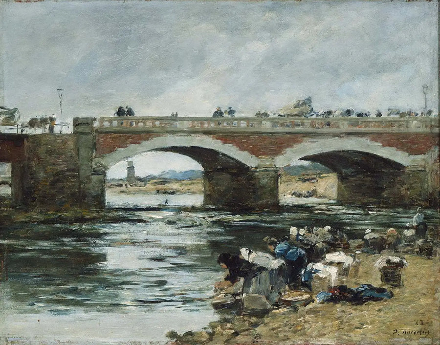 Praczki przy moście - Eugène Boudin