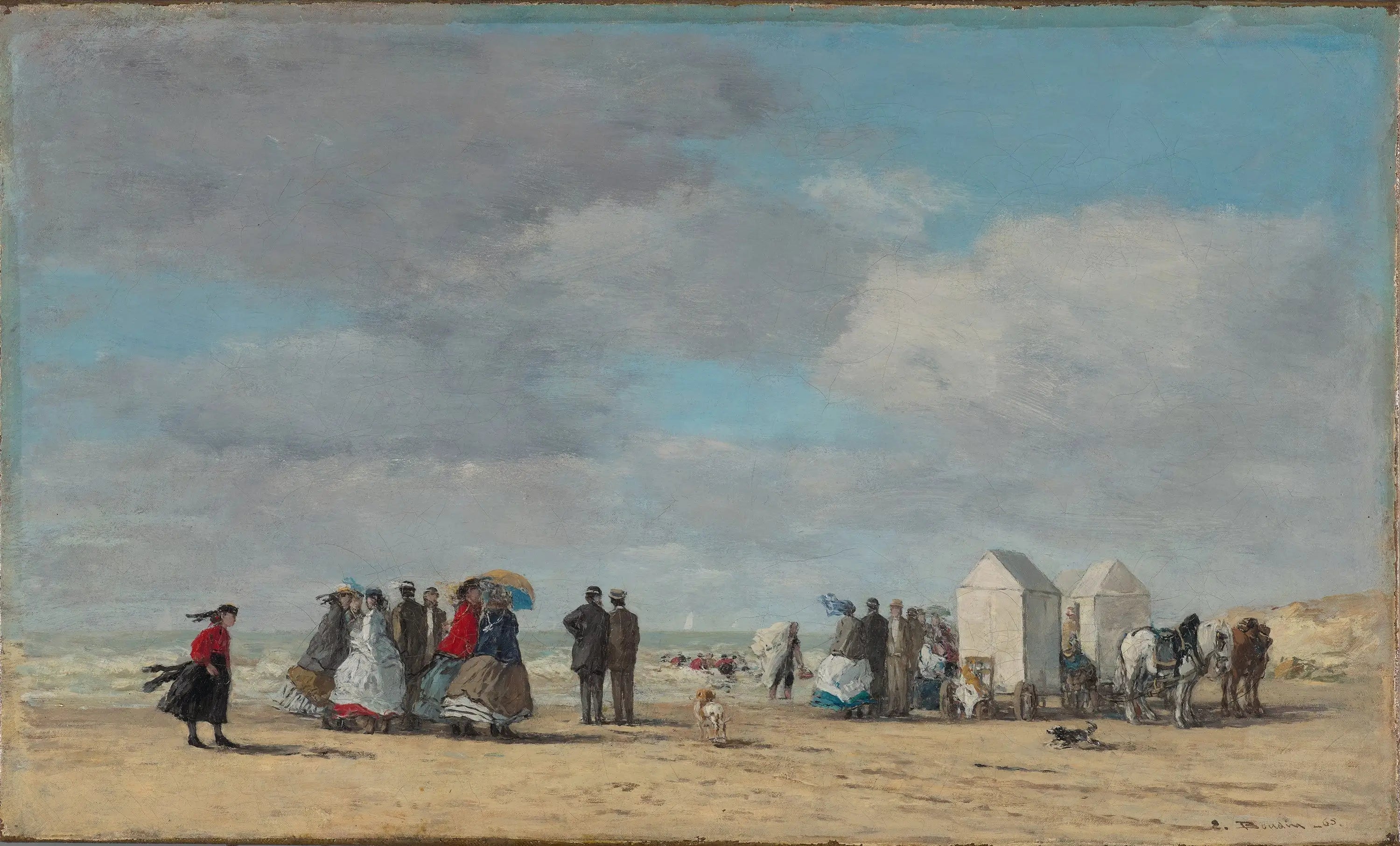 Reproduction du tableau « La plage à Trouville - Eugène Boudin » par Alpha Reproduction en peinture à l’huile