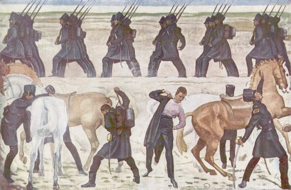 Les soldats se préparent - Ferdinand Hodler - Alpha Reproduction
