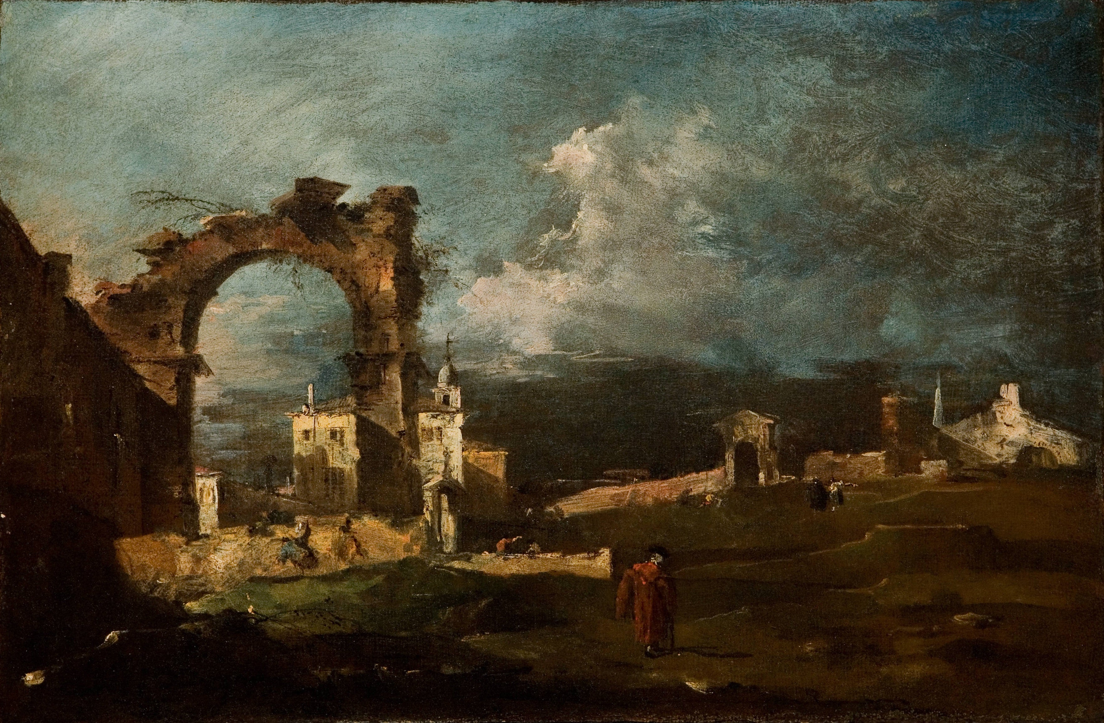 Caprice avec ruines d’un arc et une villa dans l’arrière-plan - Francesco Guardi - Alpha Reproduction