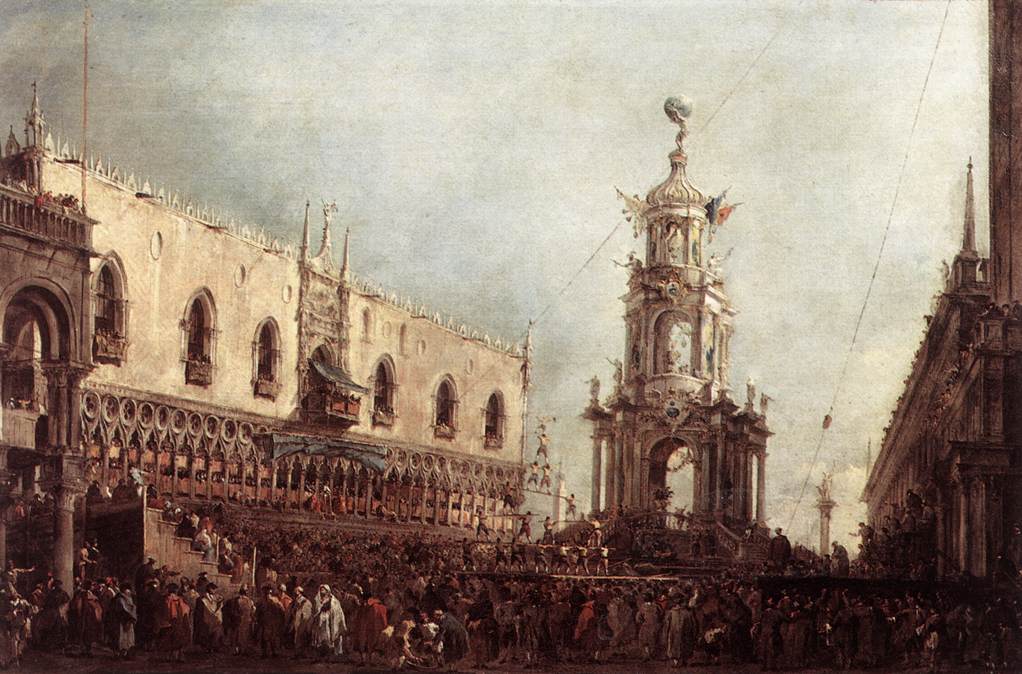 Le doge de Venise assiste aux fêtes du Jeudi Gras sur la Piazzetta - Francesco Guardi - Alpha Reproduction