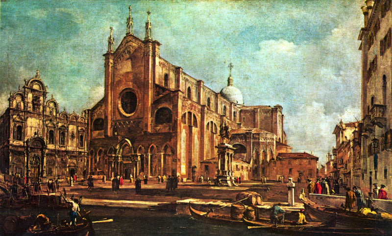 Plac kościelny Santi Giovanni i Paolo, z Szkołą św. Marka w Wenecji - Francesco Guardi