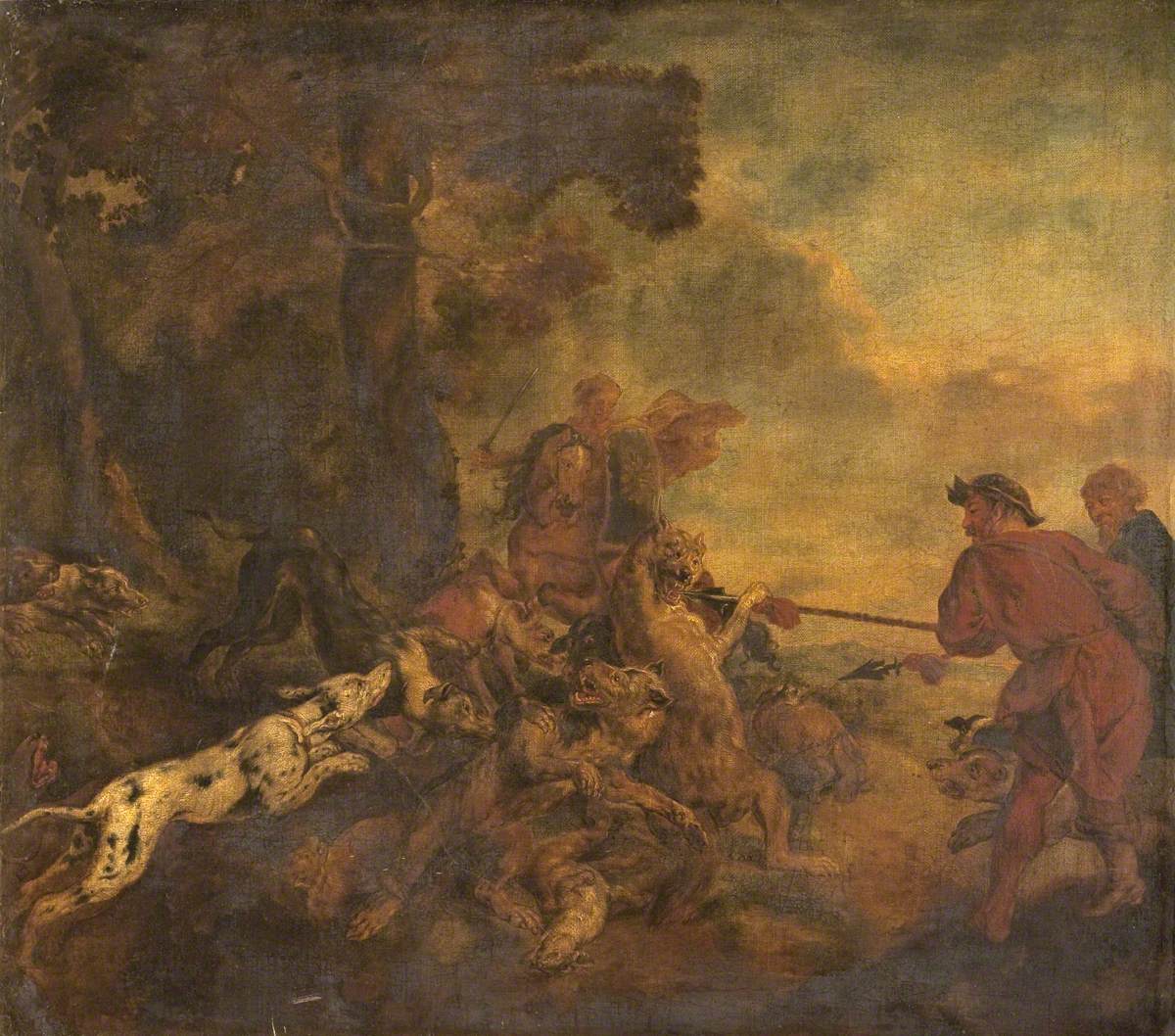 Scène de chasse avec chiens et tigres - Frans Snyders