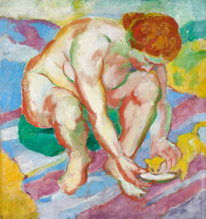 Naga kobieta z kotem - Franz Marc