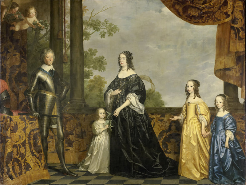 Frédéric-Henri (1584-1647), książę Orange, jego żona Amélia van Solms (1602-1675) i ich trzy najmłodsze córki, Albertine Agnès (1634-1696), Henriette Catharine (1637-1708) oraz Marie (1642-1688) - Gerrit van Honthorst