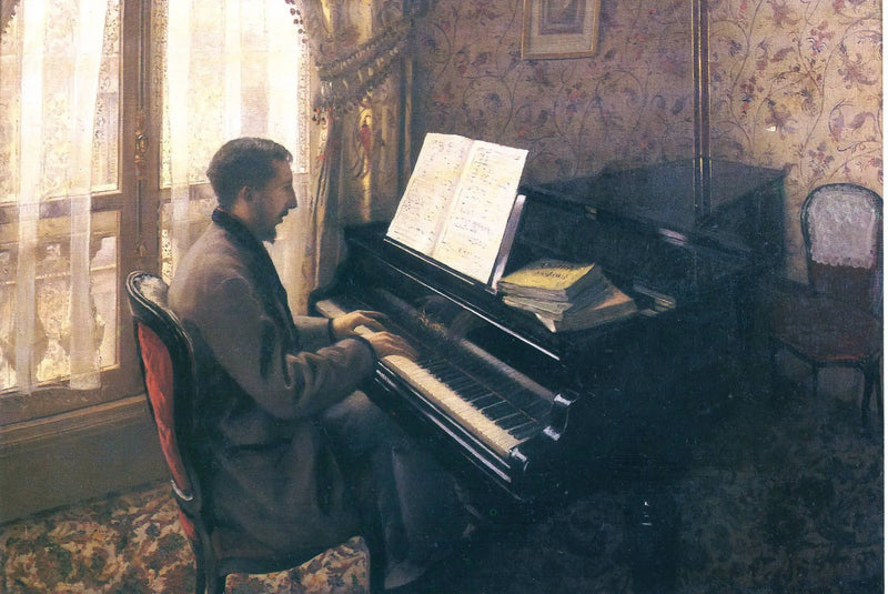 Młody mężczyzna przy fortepianie (Martial Caillebotte) - Gustave Caillebotte