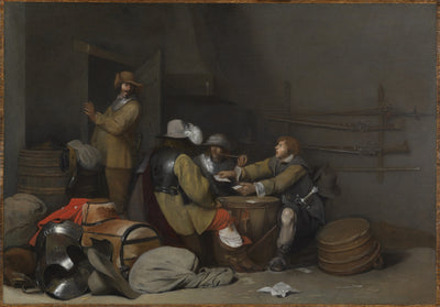Intérieur d'un poste de garde avec des soldats fumant et jouant aux cartes - Gerard ter Borch