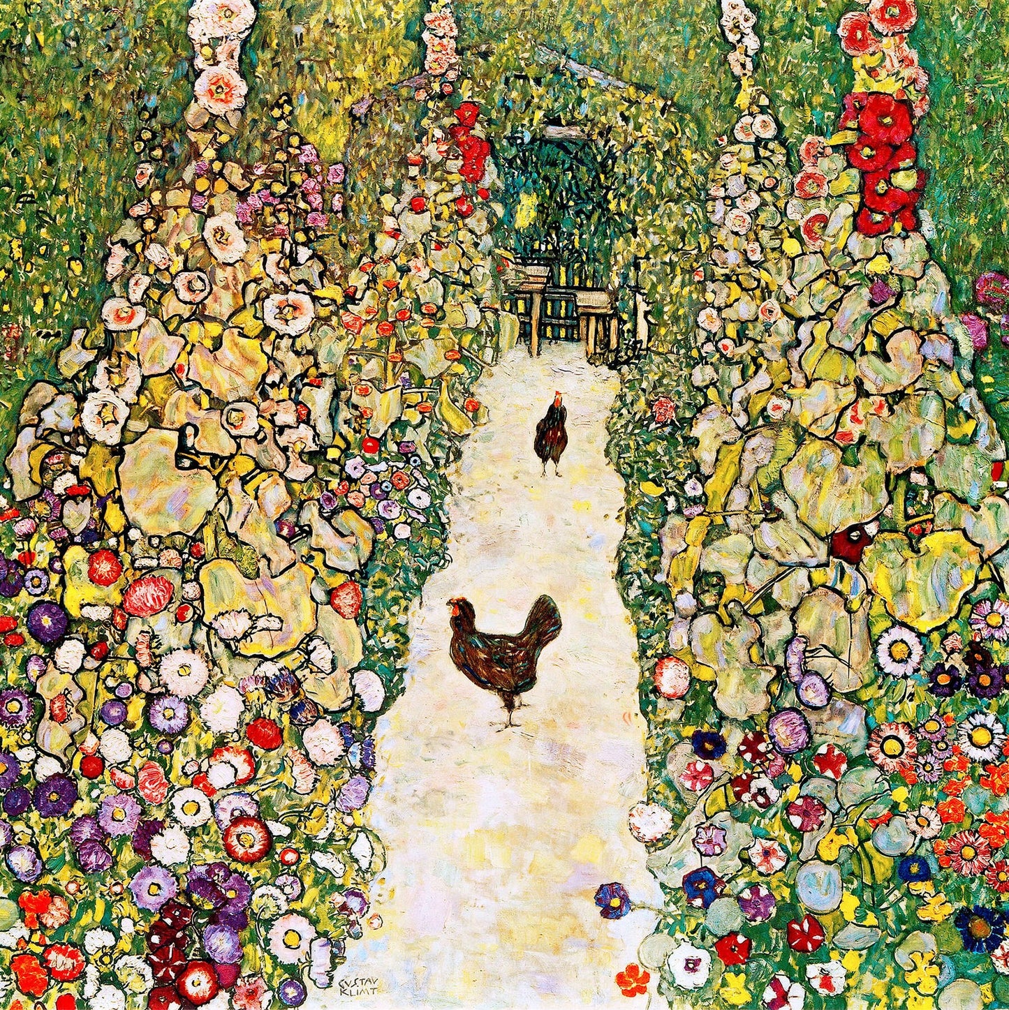 Allée de jardin avec poules - Gustav Klimt