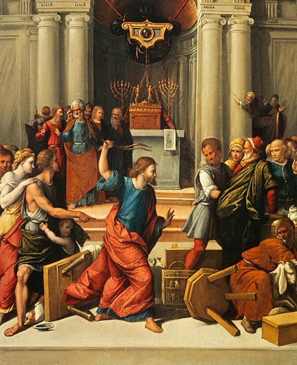 Le Christ chassant les changeurs de monnaie du temple - Benvenuto Tisi
