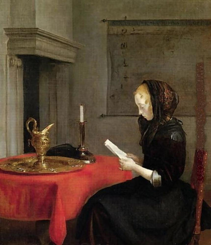Jeune Femme en tenue de deuil, lisant une lettre - Gerard ter Borch