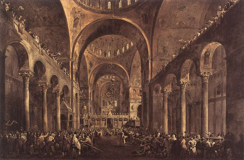 Doge Alvise IV Mocenigo pokazuje się ludowi w bazylice San Marco 1763 - Francesco Guardi