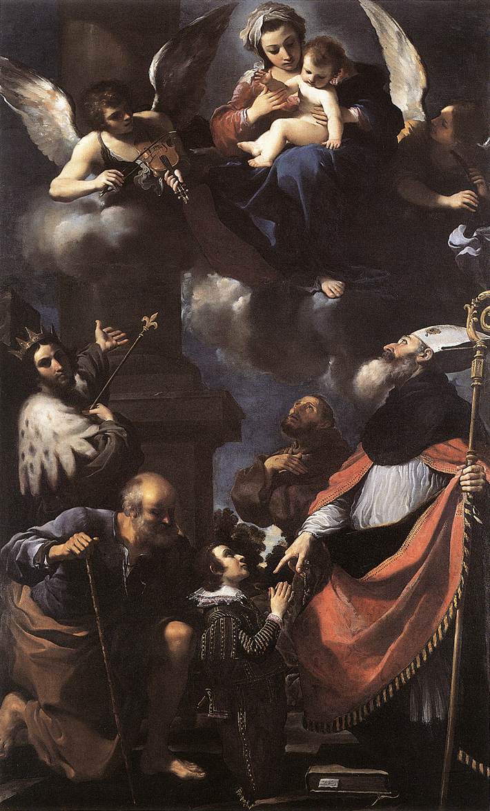 Giuseppe Gaetano Righetti[?] przedstawiony Matce Boskiej przez czterech świętych - Guercino