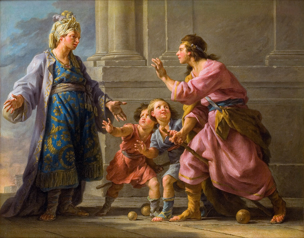 Agésilas jouant avec ses enfants - Noël Hallé