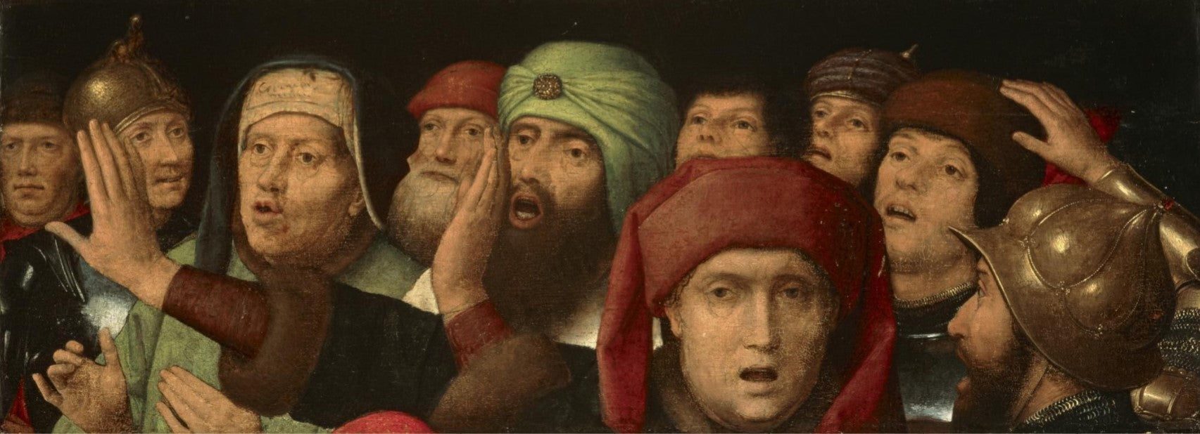 Une foule moqueuse : fragment d'une moquerie du Christ - Hans Memling