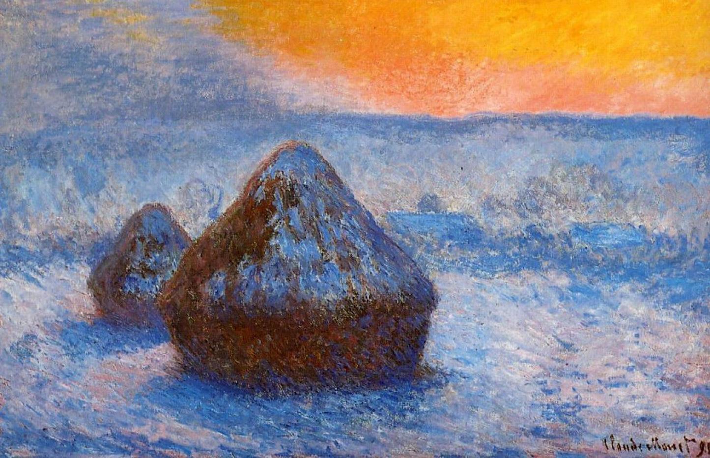Meule (zmierzch, efekt śniegu) - Claude Monet