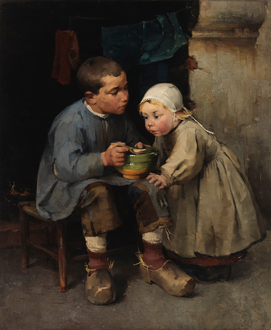 A Boy Feeding His Little Sister (1881) - Helene Schjerfbeck