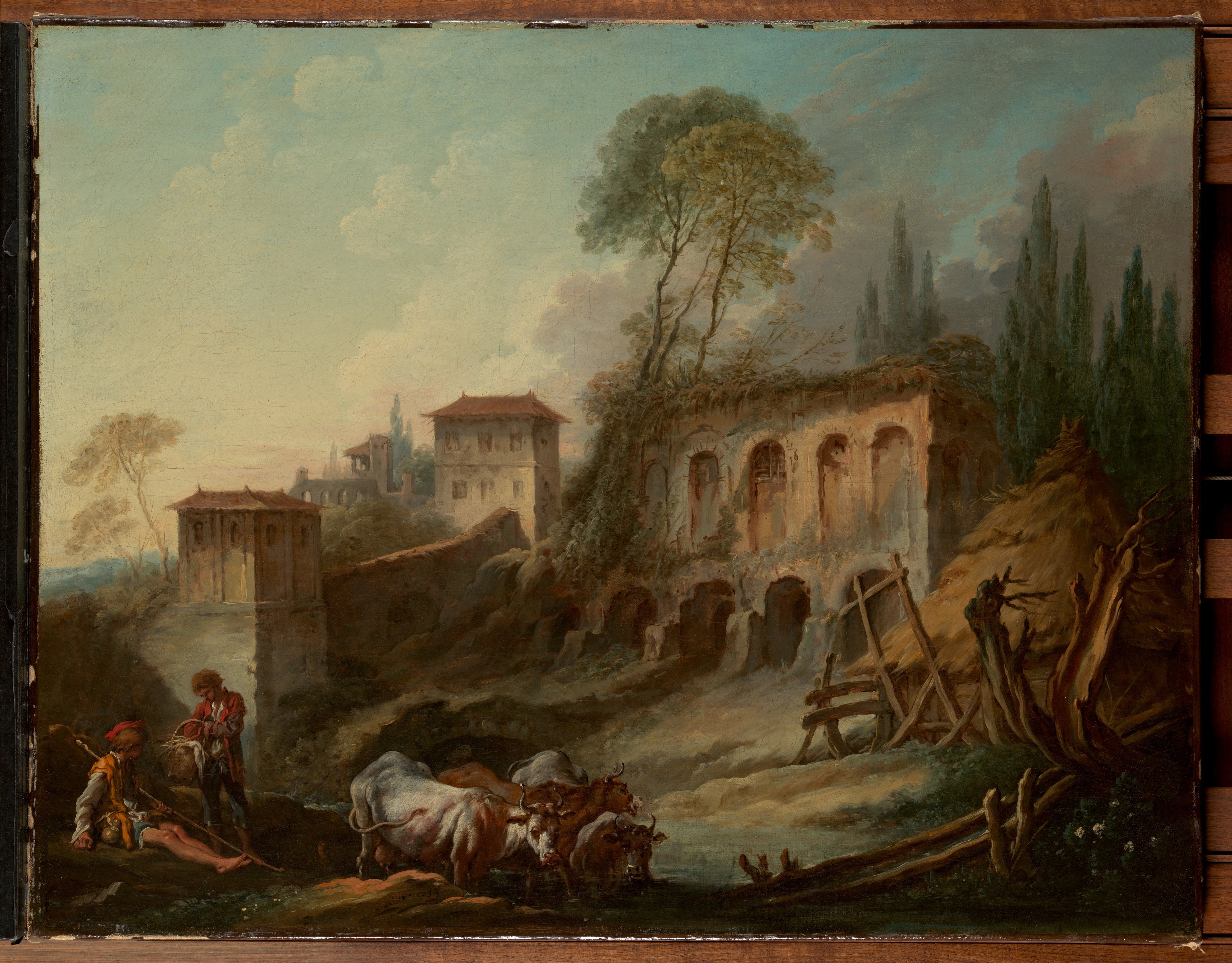 Paysage imaginaire avec le mont Palatin depuis Campo Vaccino - François Boucher