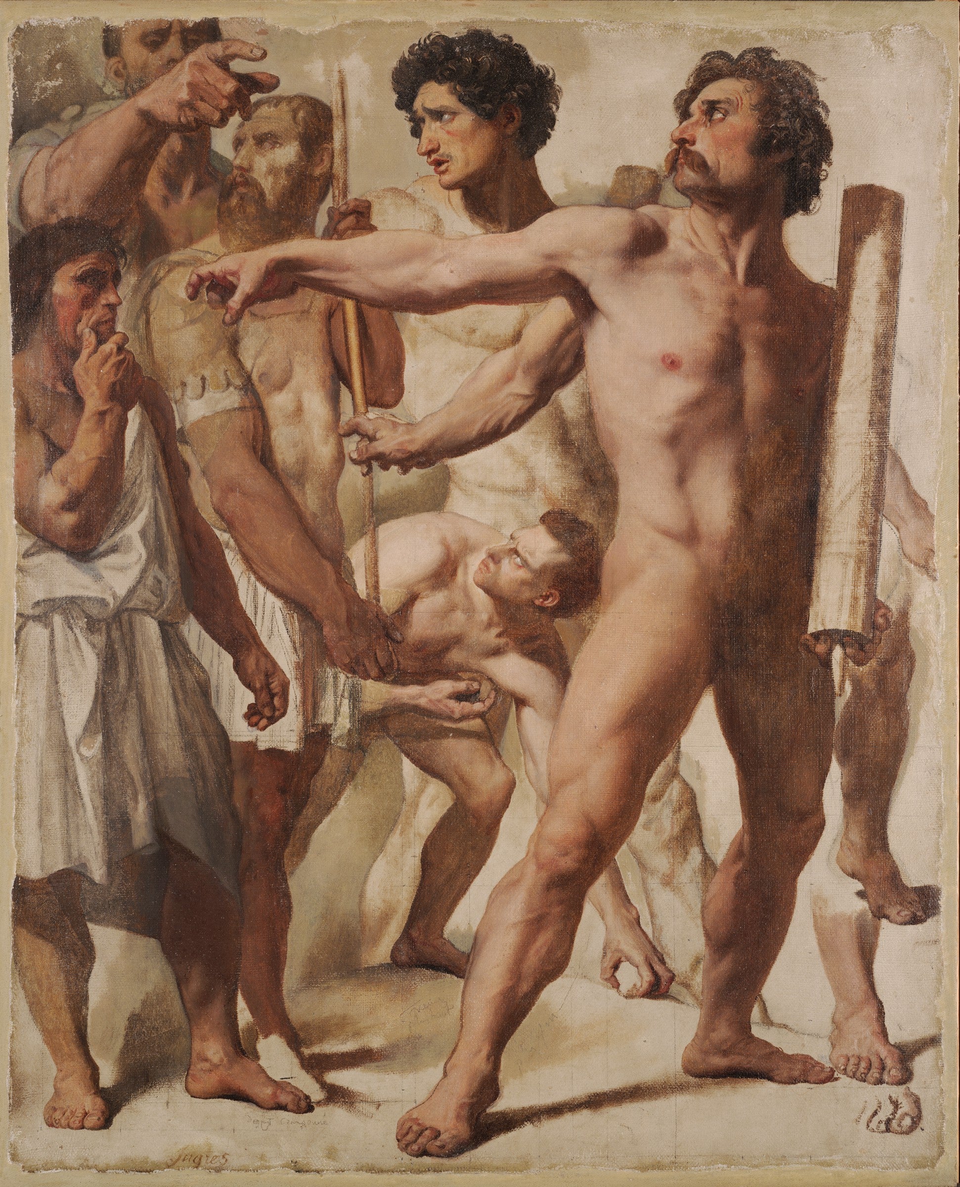 Studia do Męczeństwa św. Symforiana (Liktorzy, Rzucający kamieniami i Widzowie) - Jean-Auguste-Dominique Ingres