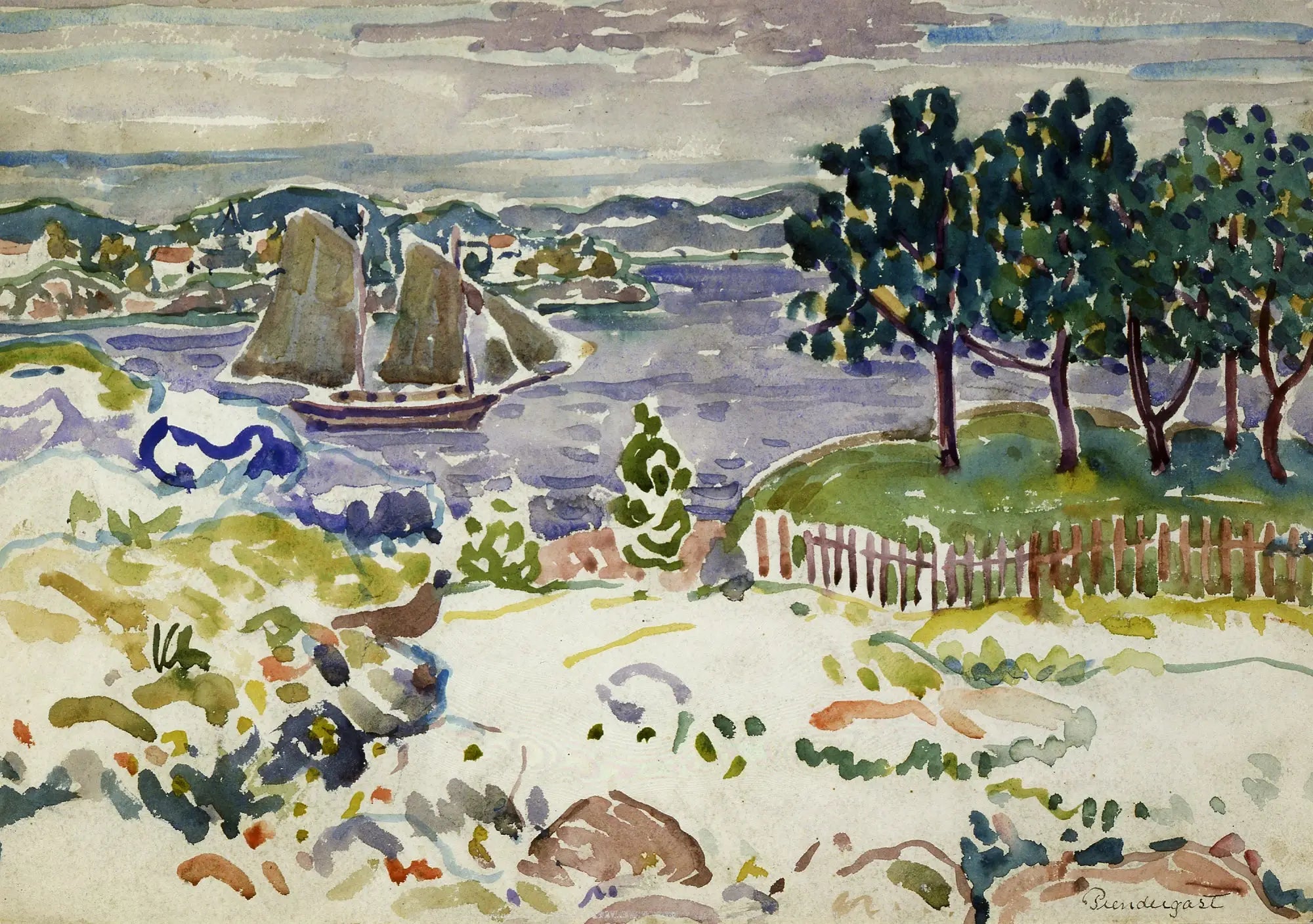 Crique avec voilier Maine - Maurice Prendergast - Alpha Reproduction
