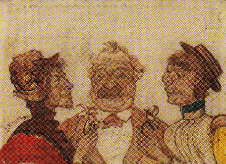 Monsieur and Madame Rousseau Speaking with Sophie Yoteko - James Ensor