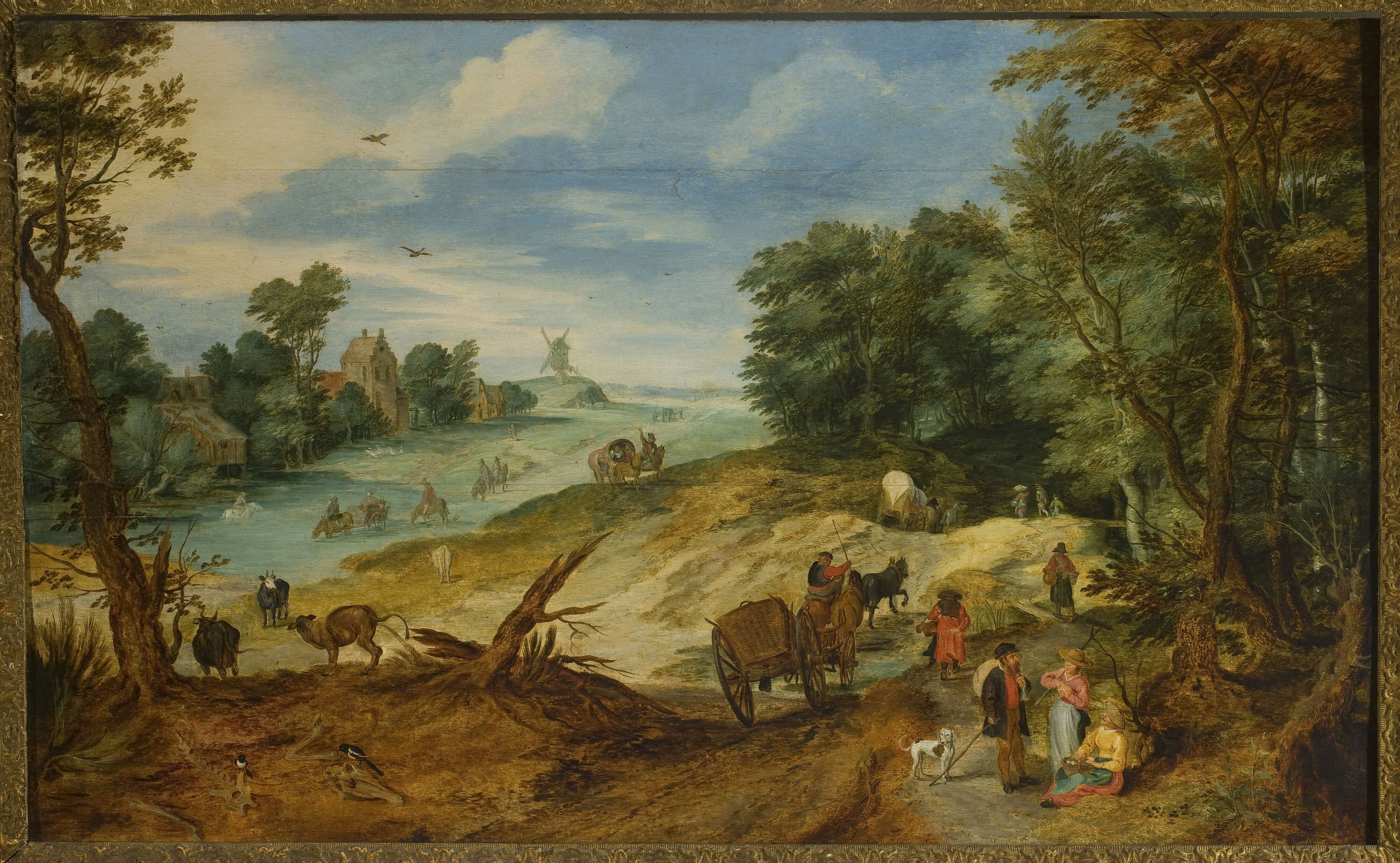 Paysage avec les voyageurs et le bétail - Jan Brueghel l'Ancien
