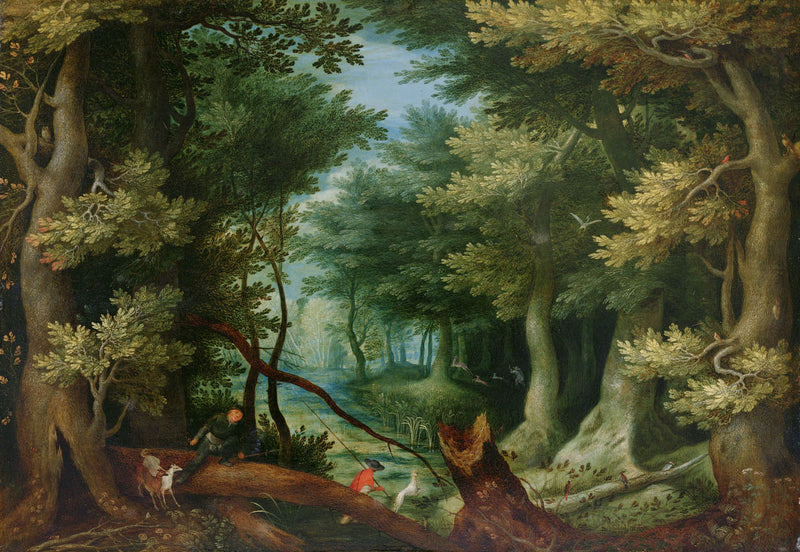 Paysage forestier avec chasse au cerf - Jan Brueghel l'Ancien