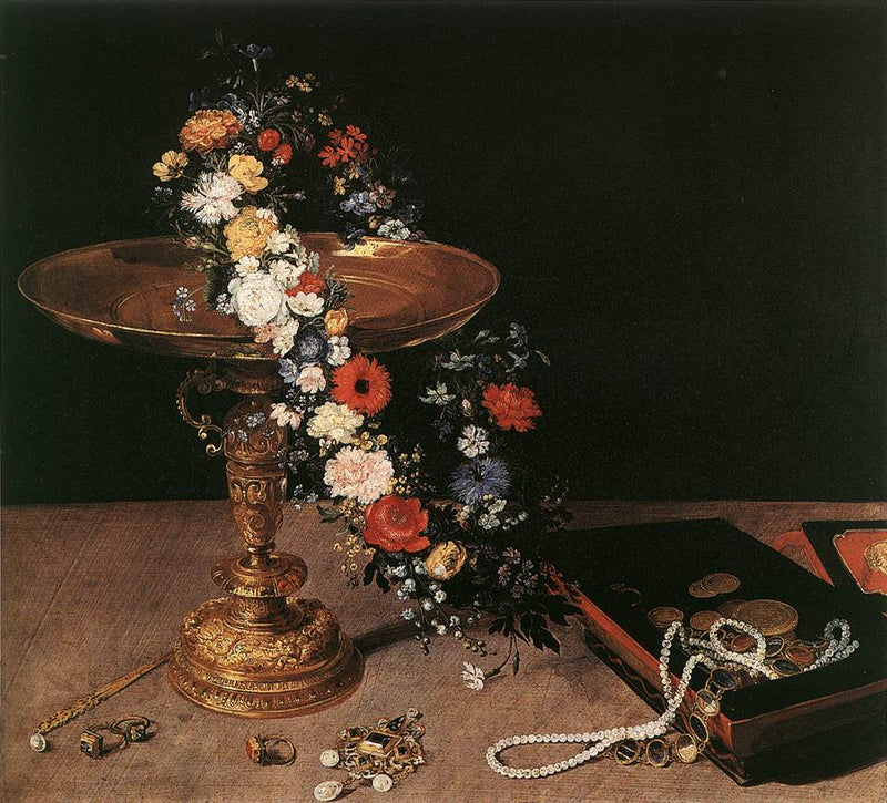 Nature morte avec guirlande de fleurs et coupé - Jan Brueghel l'Ancien