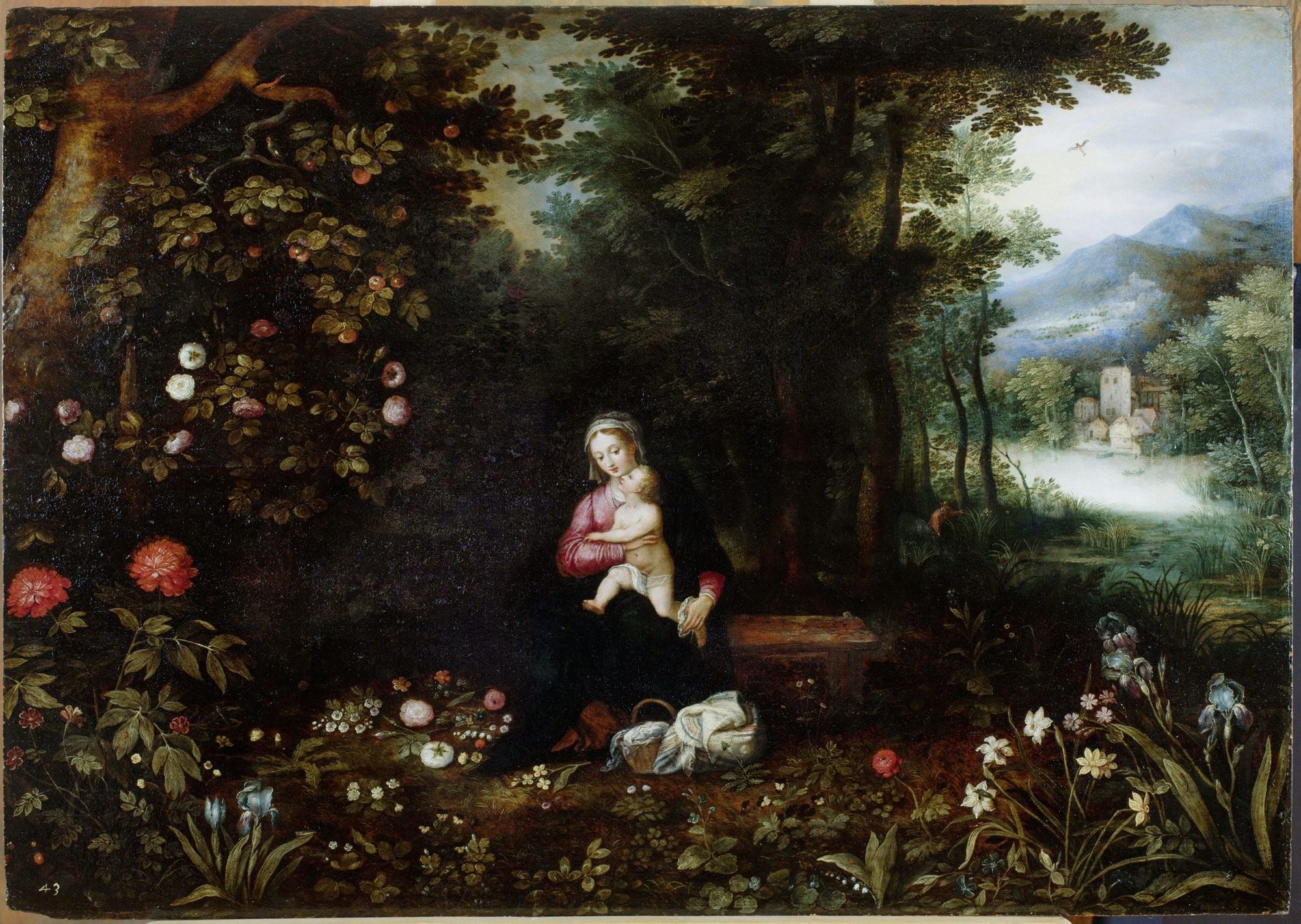 Paysage boisé avec une pause pendant le vol vers l'Égypte - Jan Brueghel l'Ancien