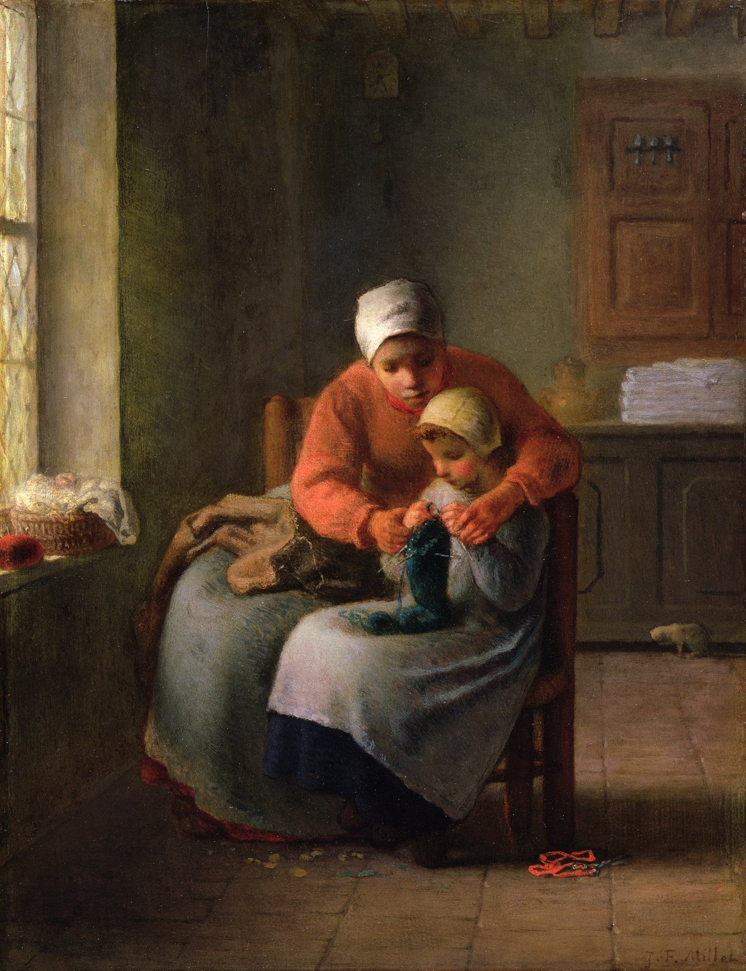 La leçon à tricoter - Jean-François Millet